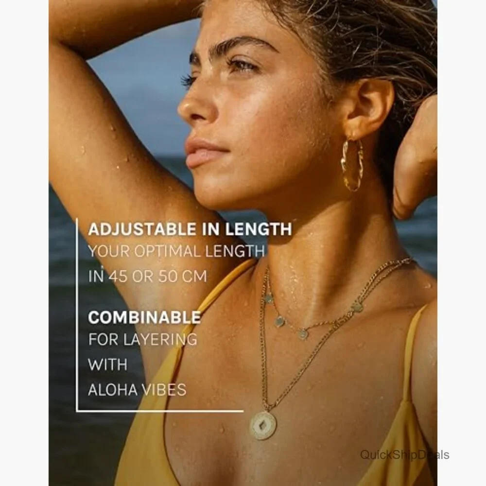 Gold Plated Stainless Steel Adjustable Chain Necklace with Pendant